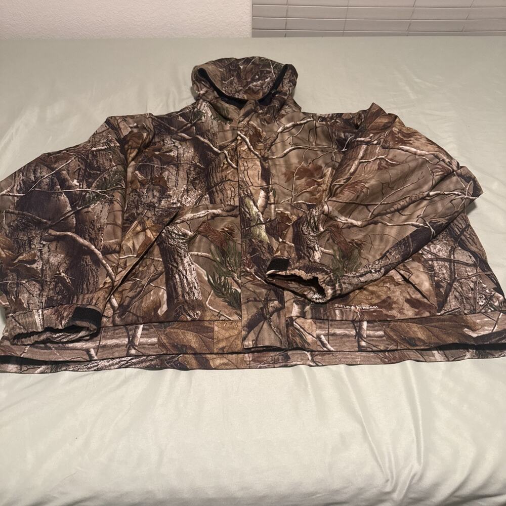 Field & Stream Hydroproof Camo Hunting Jacket Hooded Quilted Lined Men’s 3XL